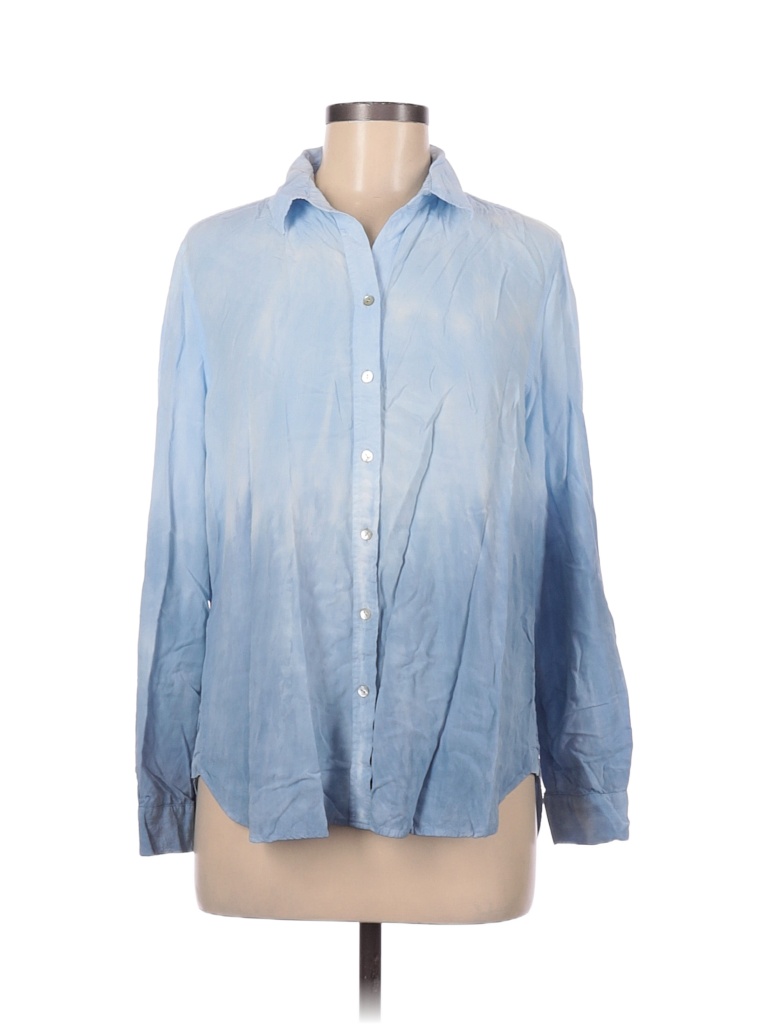 Jane and Delancey 100 Rayon Tiedye Blue Long Sleeve ButtonDown Shirt