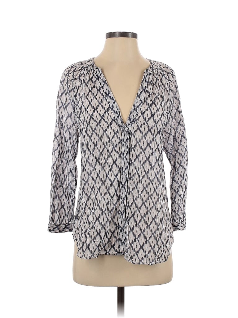 Paige 100% Cotton Gray Blue 3/4 Sleeve Button-Down Shirt Size S - photo 1