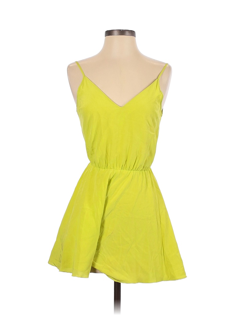 Amanda Uprichard 100% Silk Solid Yellow Romper Size P - 75% off | thredUP