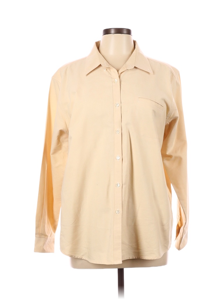 Cabin Creek Solid Colored Ivory Long Sleeve Button-Down Shirt Size 16 ...