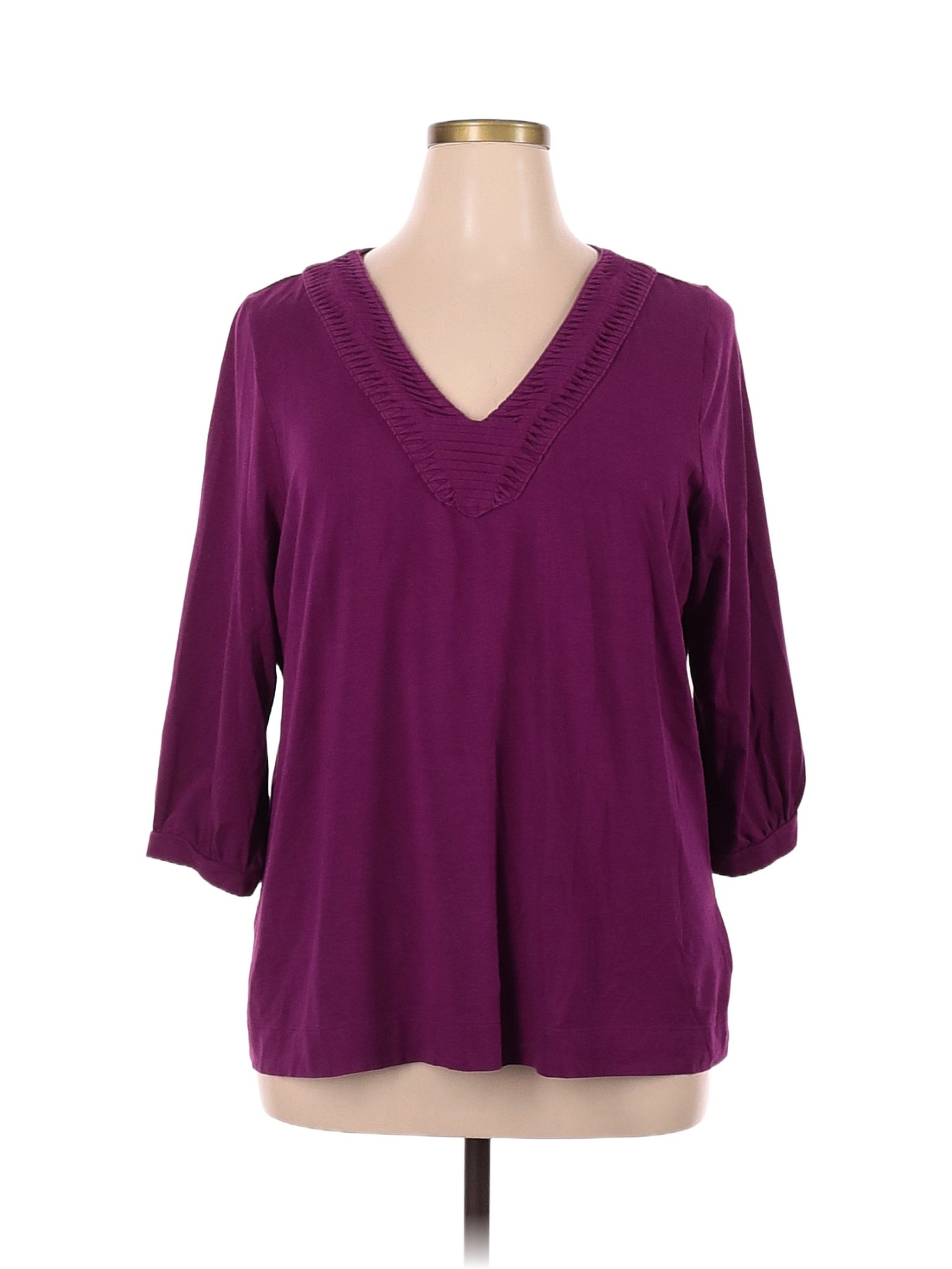 A N A A New Approach Solid Colored Purple Long Sleeve Top Size 1x