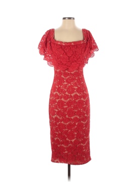 Theia Red Off Shoulder Lace Dress (view 1)