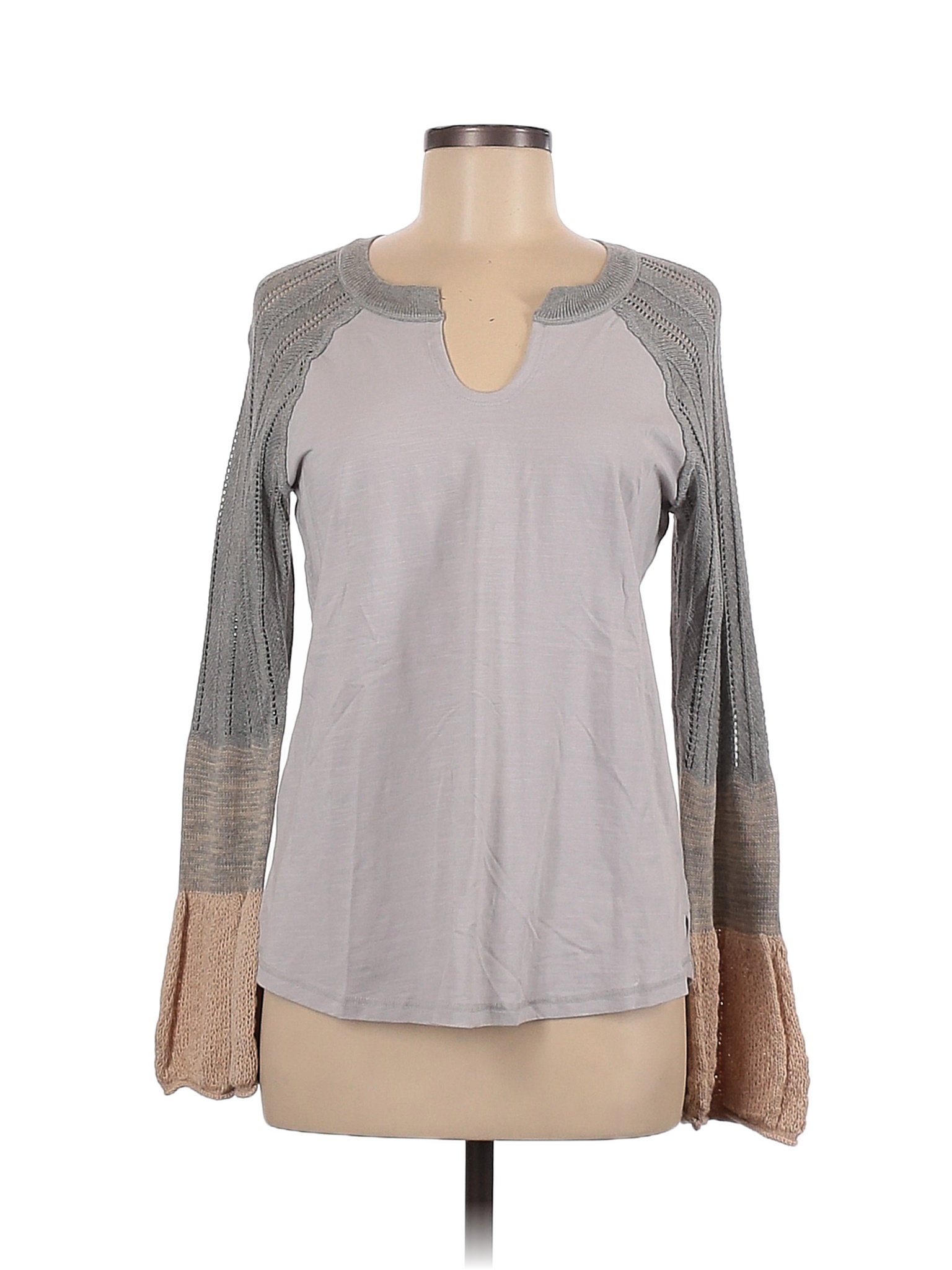 Sundance Color Block Gray Purple Long Sleeve Top Size M 79 off thredUP