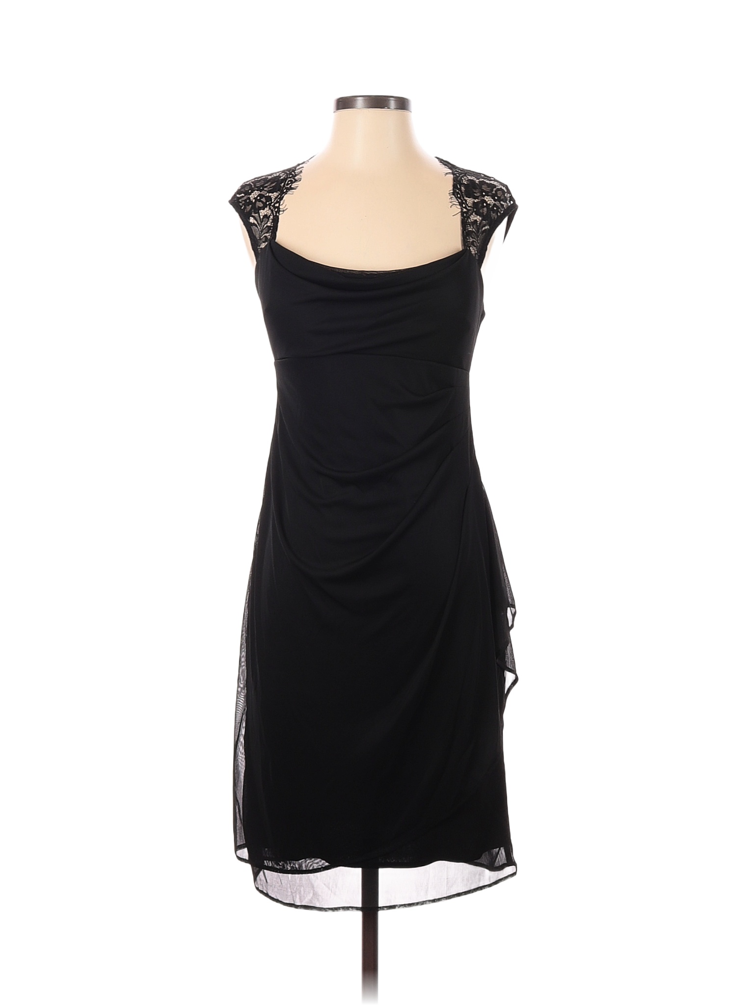 Signature 100 Polyester Solid Black Cocktail Dress Size 4 64 Off