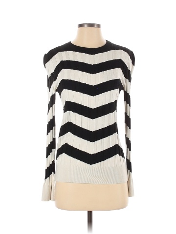 Derek Lam Collective Color Block Stripes White Ribbed Chevron