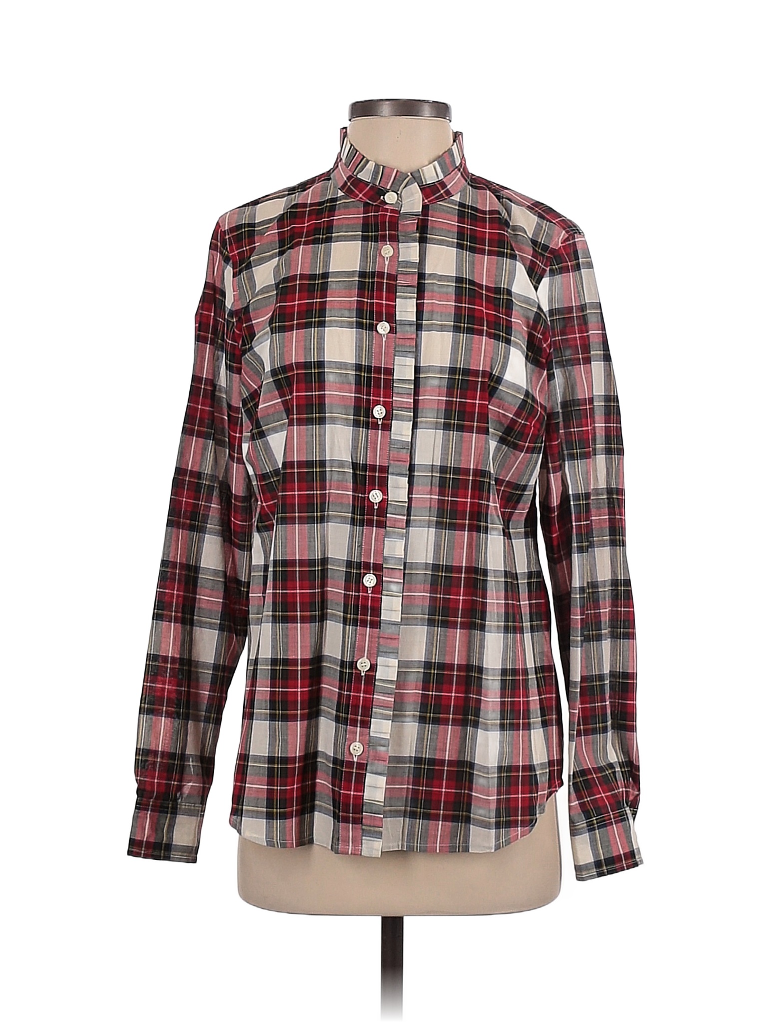 J.Crew Factory Store 100% Cotton Plaid Multi Color Red Long Sleeve ...