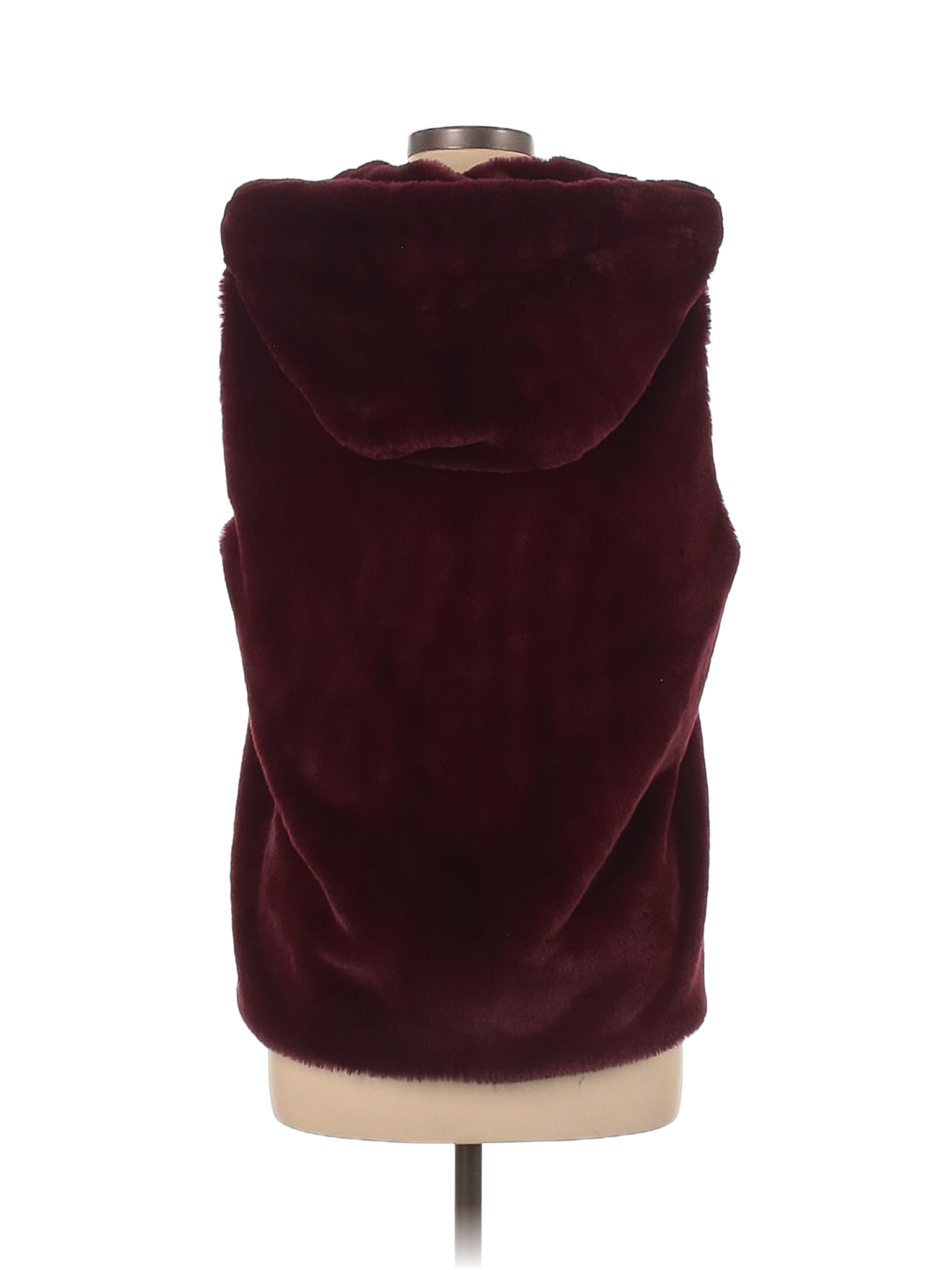 Simply Vera Vera Wang 100% Polyester Solid Burgundy Faux Fur Vest Size M -  65% off
