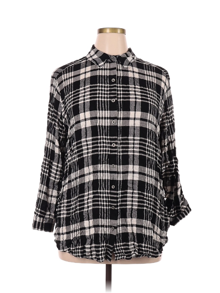 Jane and Delancey Plaid Multi Color Black Long Sleeve Button-Down Shirt ...