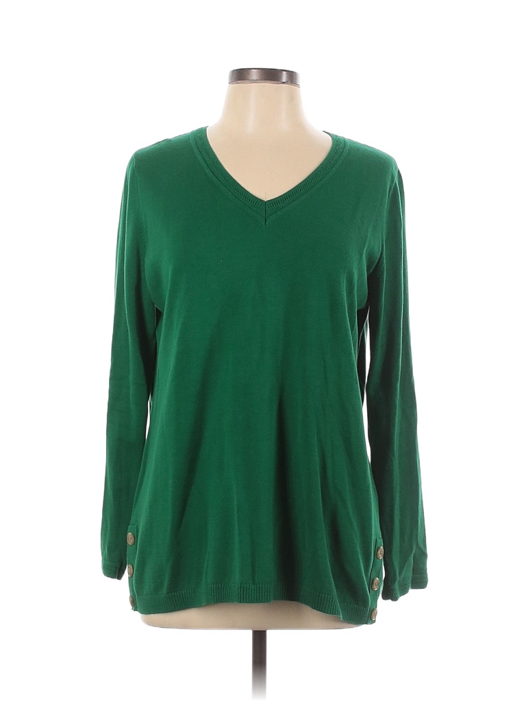 Talbots Outlet 100% Cotton Color Block Solid Colored Green Pullover ...