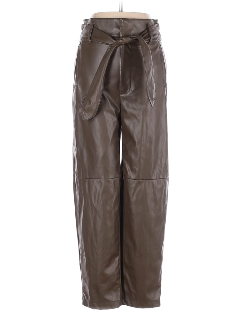 Marissa Webb Collective Tortoise Brown Tie Front Faux Leather Pants Size 4 - photo 1