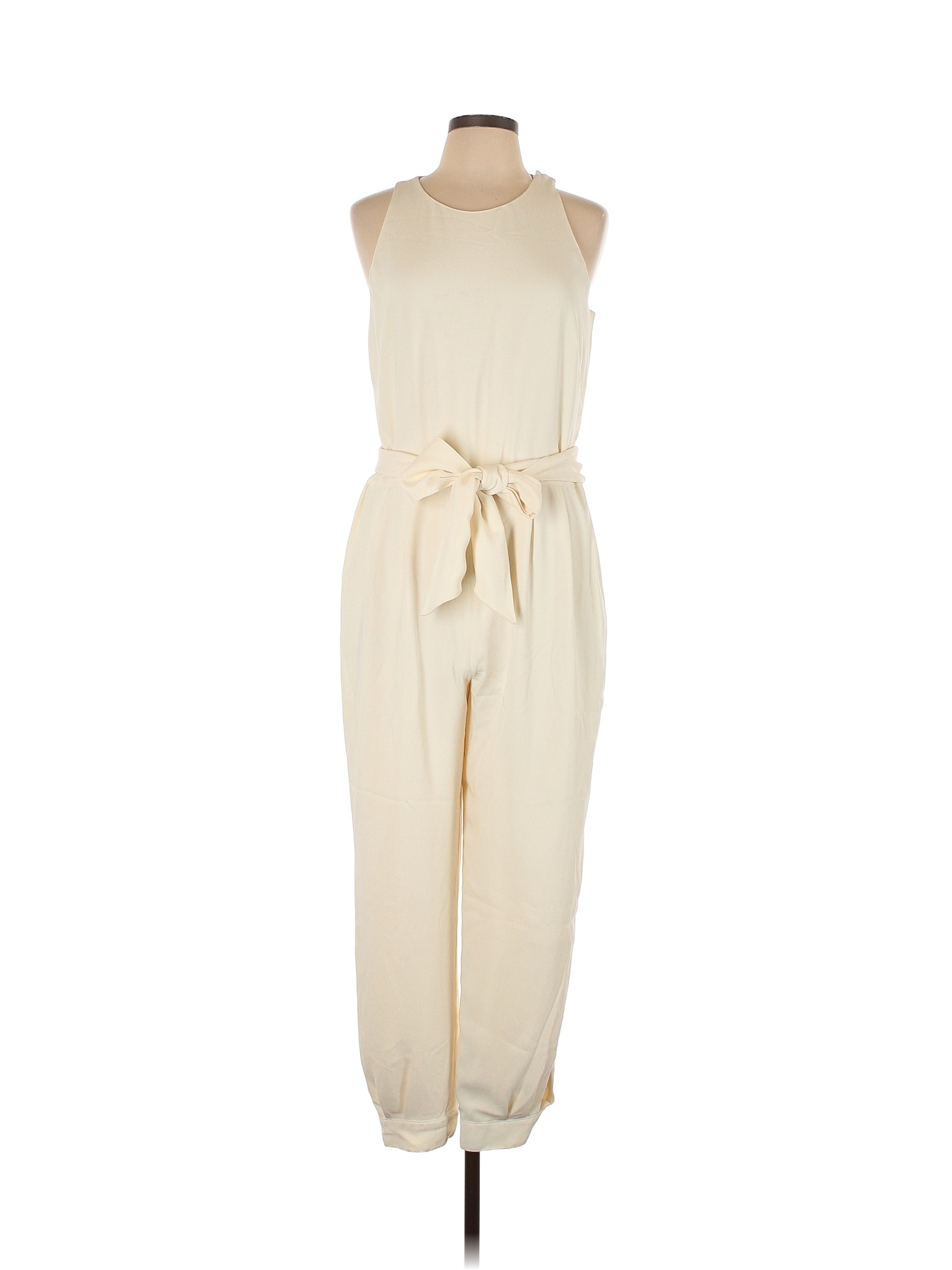 Lauren by Ralph Lauren 100% Polyester Solid Colored Ivory Jumpsuit Size ...