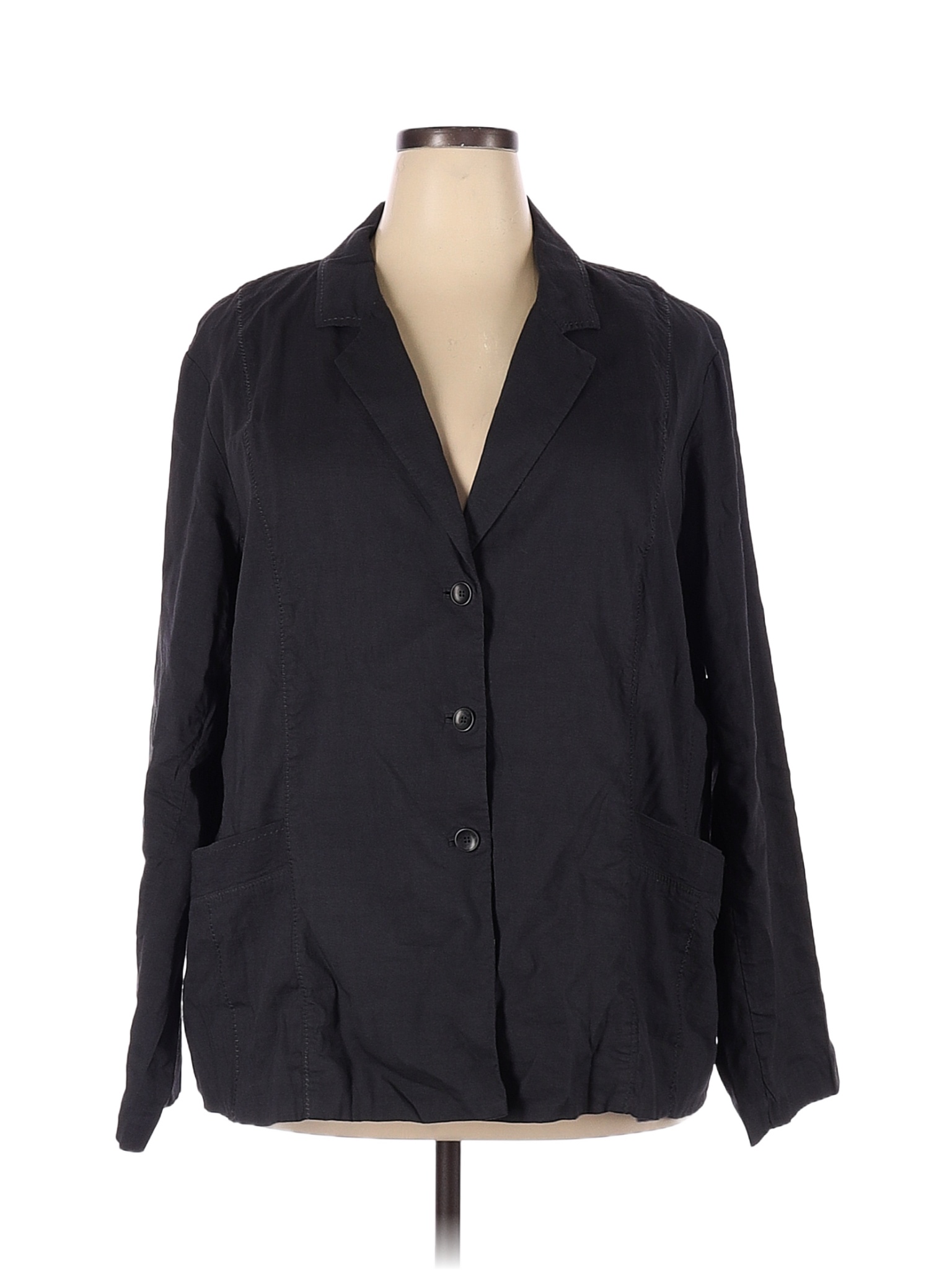 Eileen Fisher Solid Black Gray Jacket Size 22 (Plus) - 75% off | thredUP