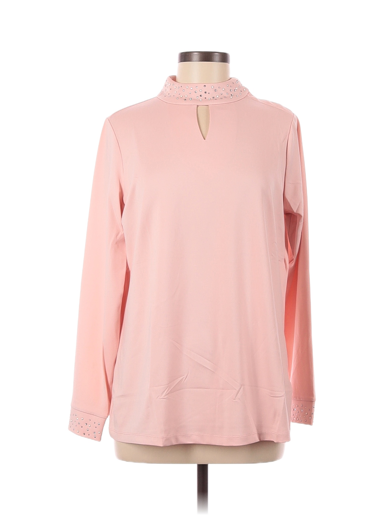 Susan Graver Solid Colored Pink Long Sleeve Blouse Size M 76 Off