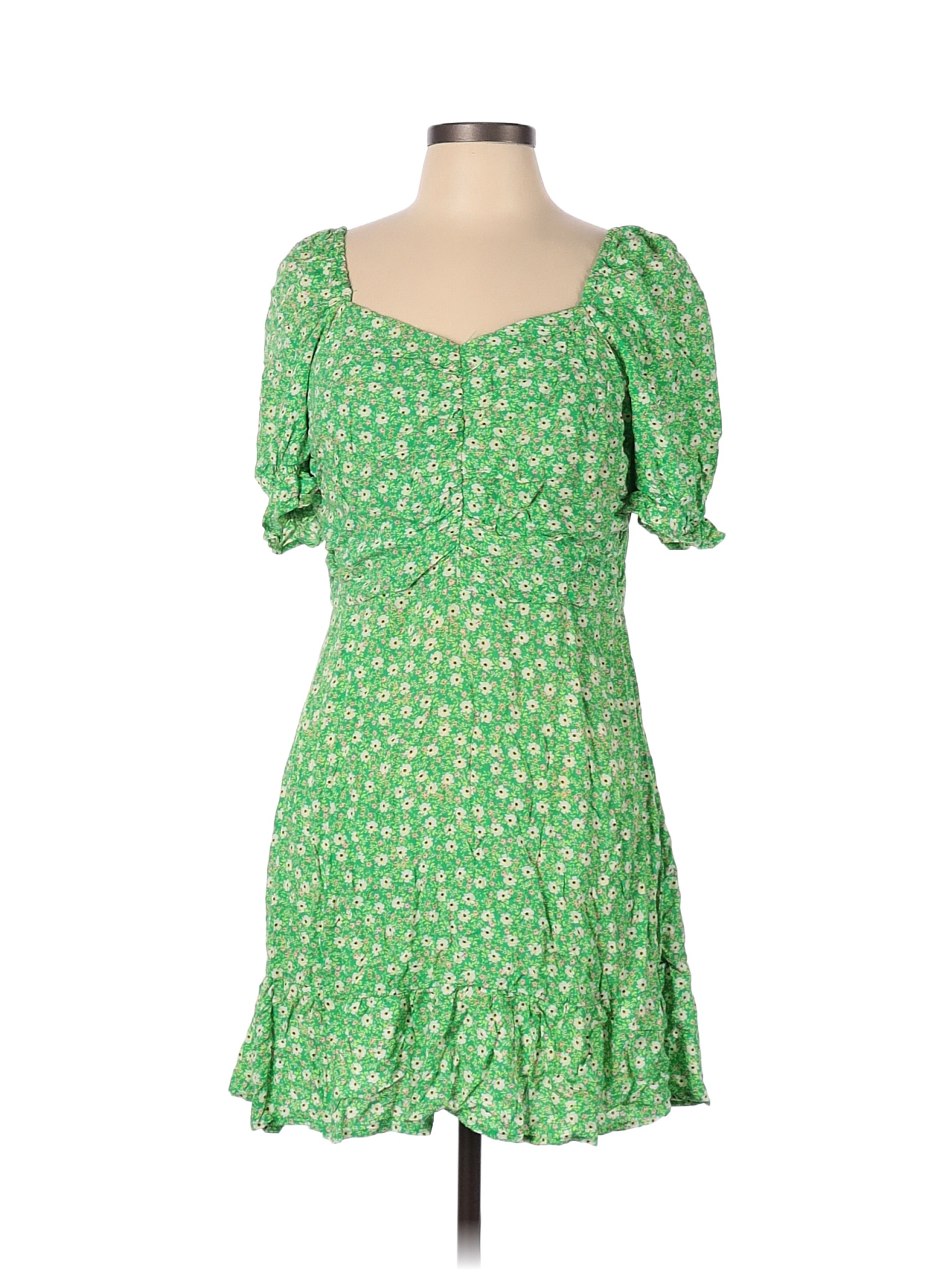 No Boundaries 100 Rayon Floral Colored Green Casual Dress Size L 52