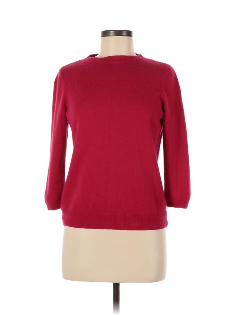 Talbots 100 Cashmere Color Block Solid Red Cashmere Pullover Sweater