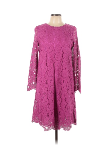 Adam Lippes Collective Solid Pink Long Sleeve Trapeze Dress Size