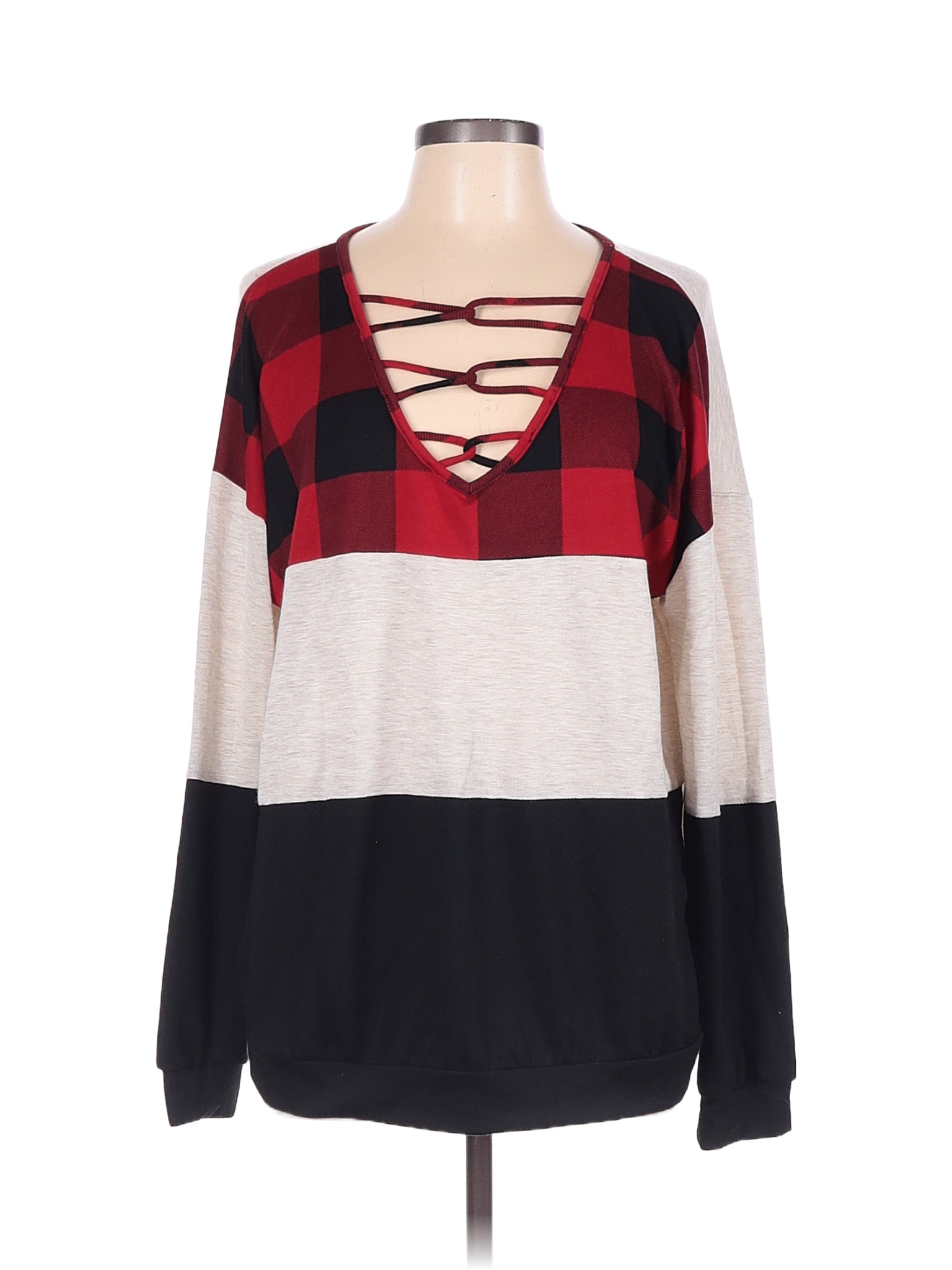BiBi Color Block Geometric Sweater