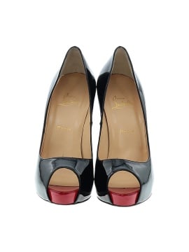 Christian Louboutin Patent Leather New Very Privé Open Toe Pumps 120mm (view 2)