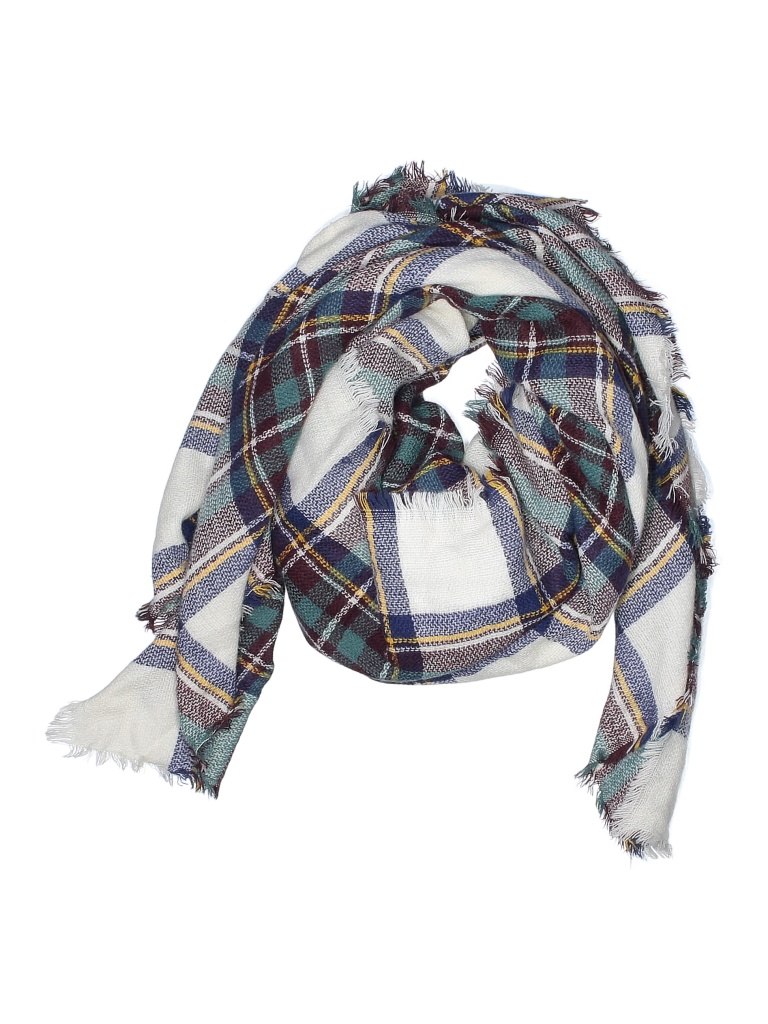 Unbranded Plaid Gray White Scarf One Size - photo 1