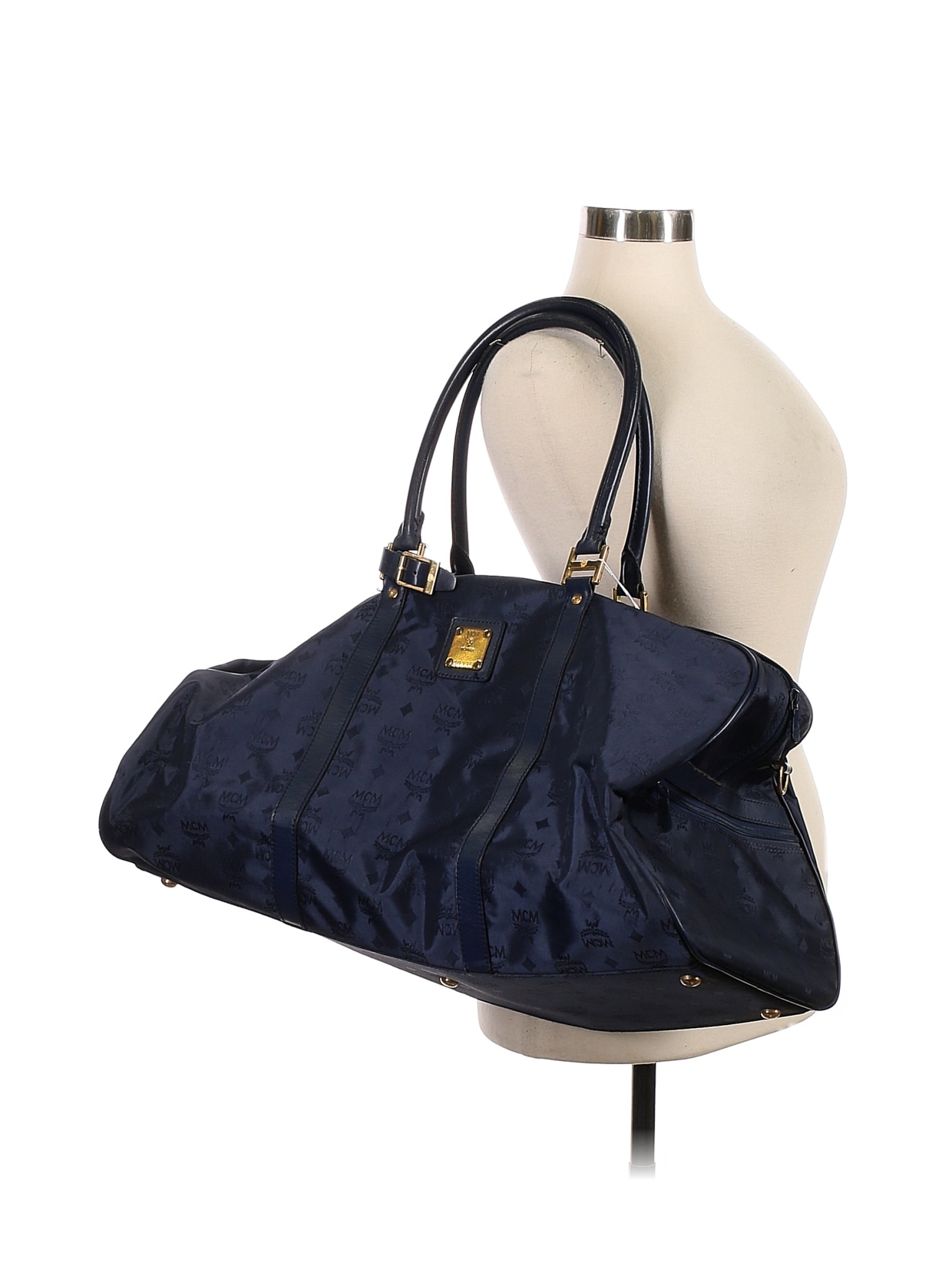 MCM Navy Blue Visetos Nylon and Leather Tote MCM