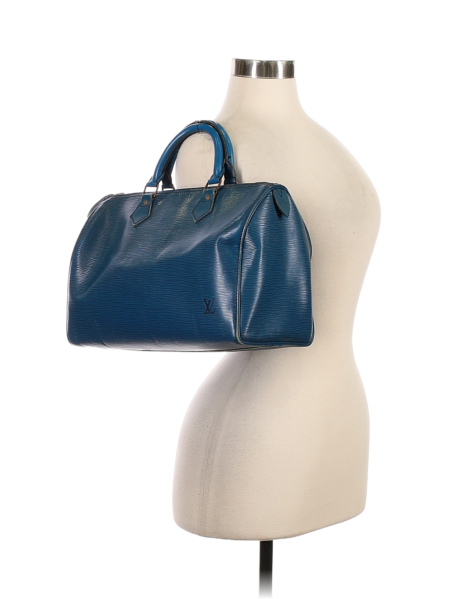 Louis Vuitton 100% Leather Solid Blue Vintage Epi Speedy 30 One
