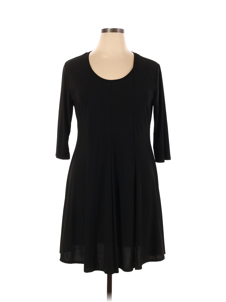 Tiffany & Grey Solid Black Casual Dress Size 1X (Plus) - 55% off | thredUP