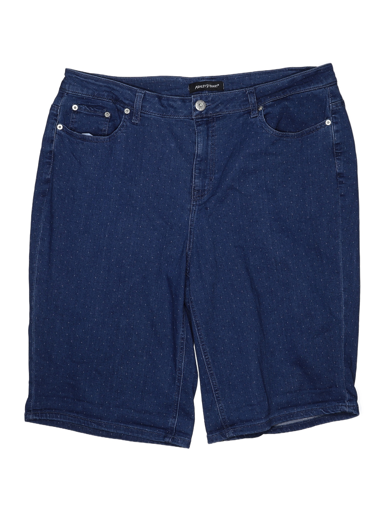 Ashley Stewart Solid Blue Denim Shorts Size 18 (Plus) 63 off thredUP