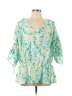 JM Collection 100% Polyester Tropical Green Long Sleeve Blouse Size L - photo 1