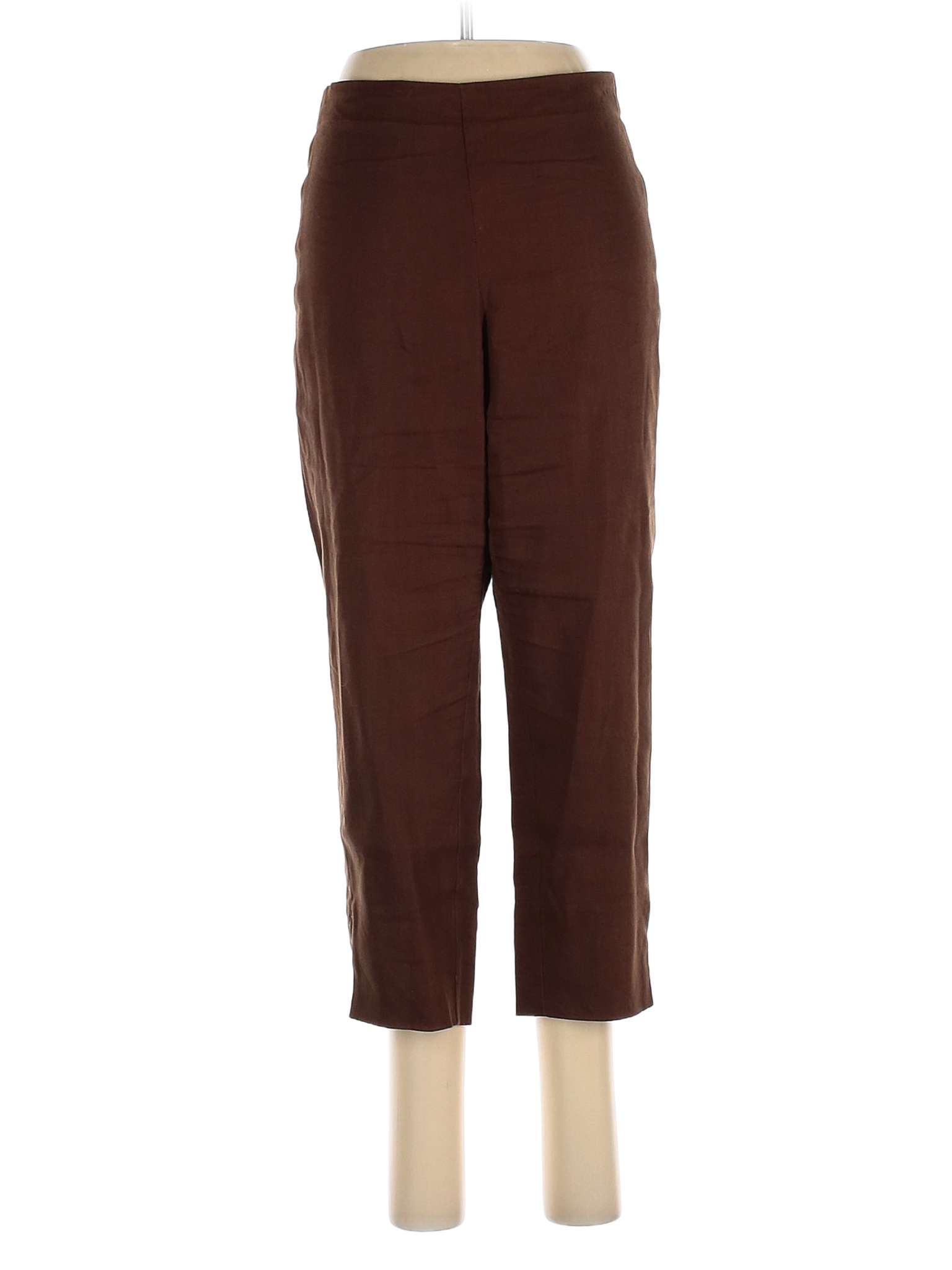 J.Jill Solid Colored Brown Linen Pants Size M (Petite) 72 off thredUP