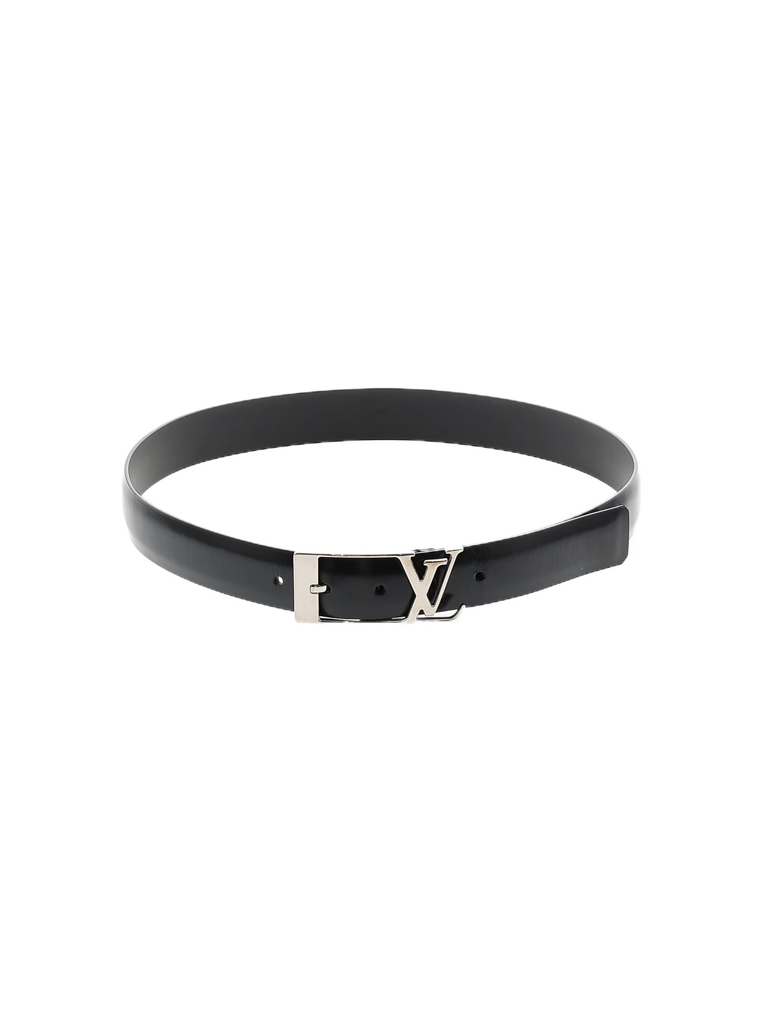 Louis Vuitton Solid Black Leather Ceinture Anagram LV Pin Buckle Belt Size  34 (FR) - 47% off