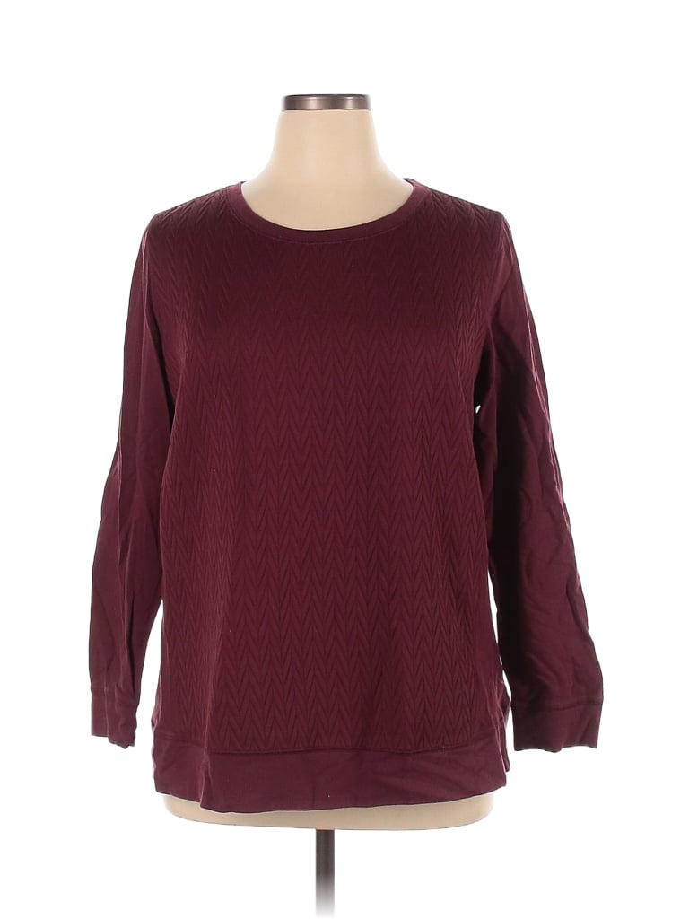 Cj Banks Solid Burgundy Sweatshirt Size 1X (Plus) - photo 1