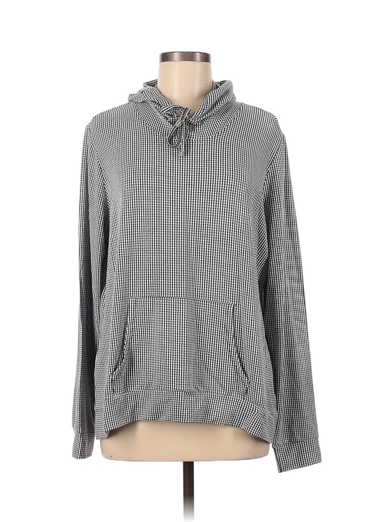 Weatherproof Checkered-gingham Stripes Gray Black Pullover Hoodie Size L - photo 1