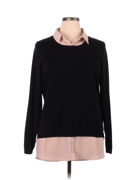 Adrianna Papell Color Block Solid Black Pullover Sweater Size XL - 83% off  | thredUP