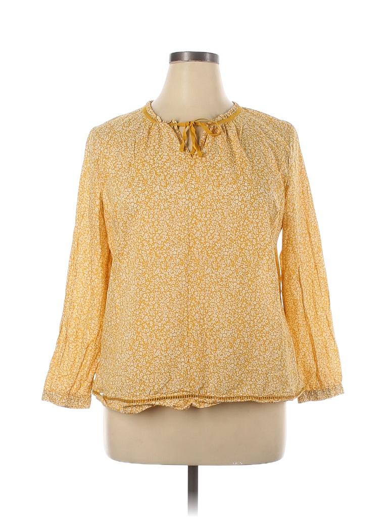 Talbots 100% Cotton Yellow Long Sleeve Blouse Size XL (Petite) - 86% ...