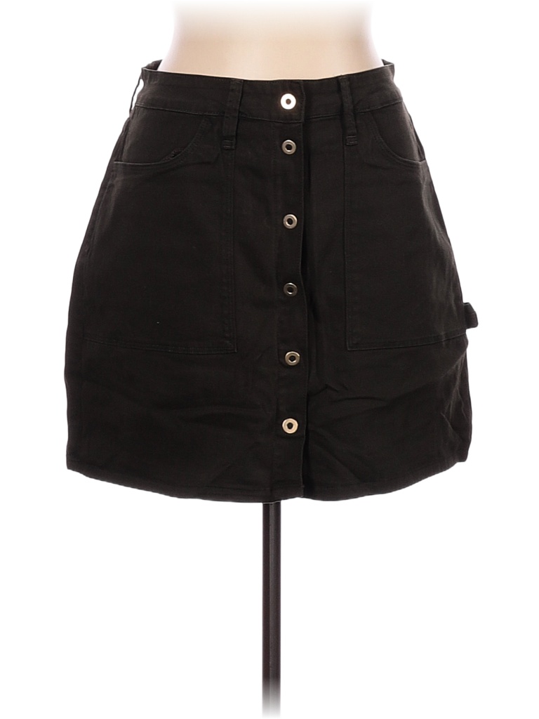Good American Solid Black Green Denim Skirt Size 10 77 off thredUP