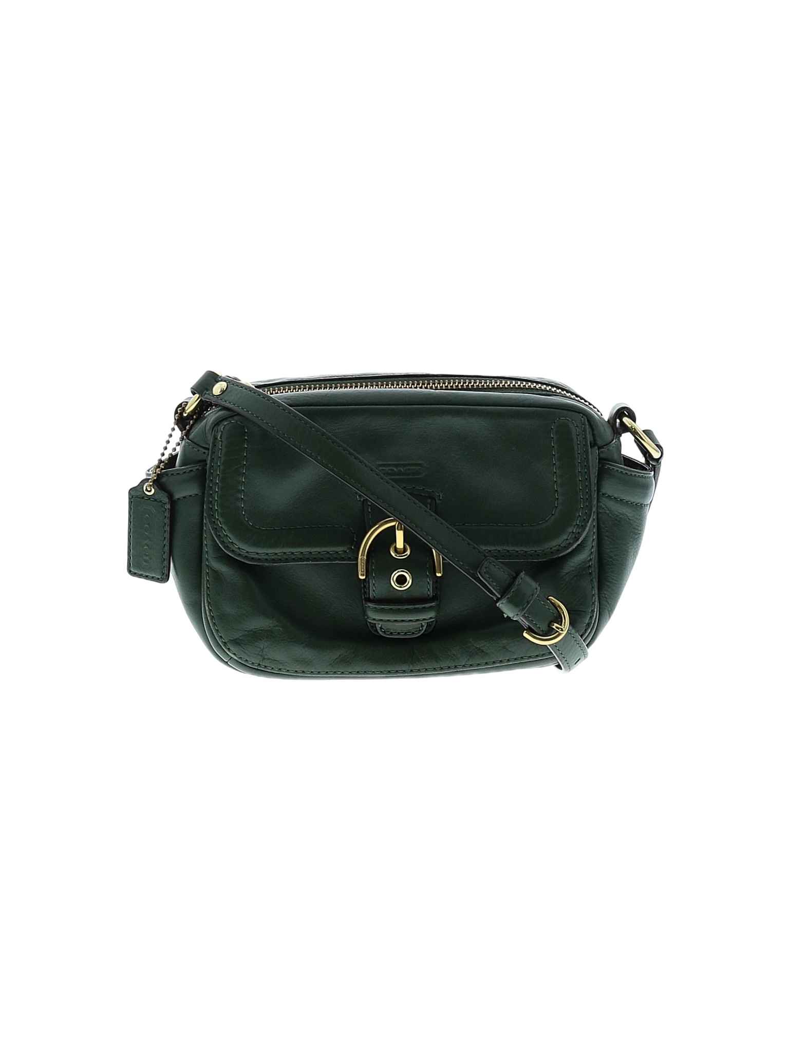 Coach Factory Solid Colored Green Leather Crossbody Bag One Size 61