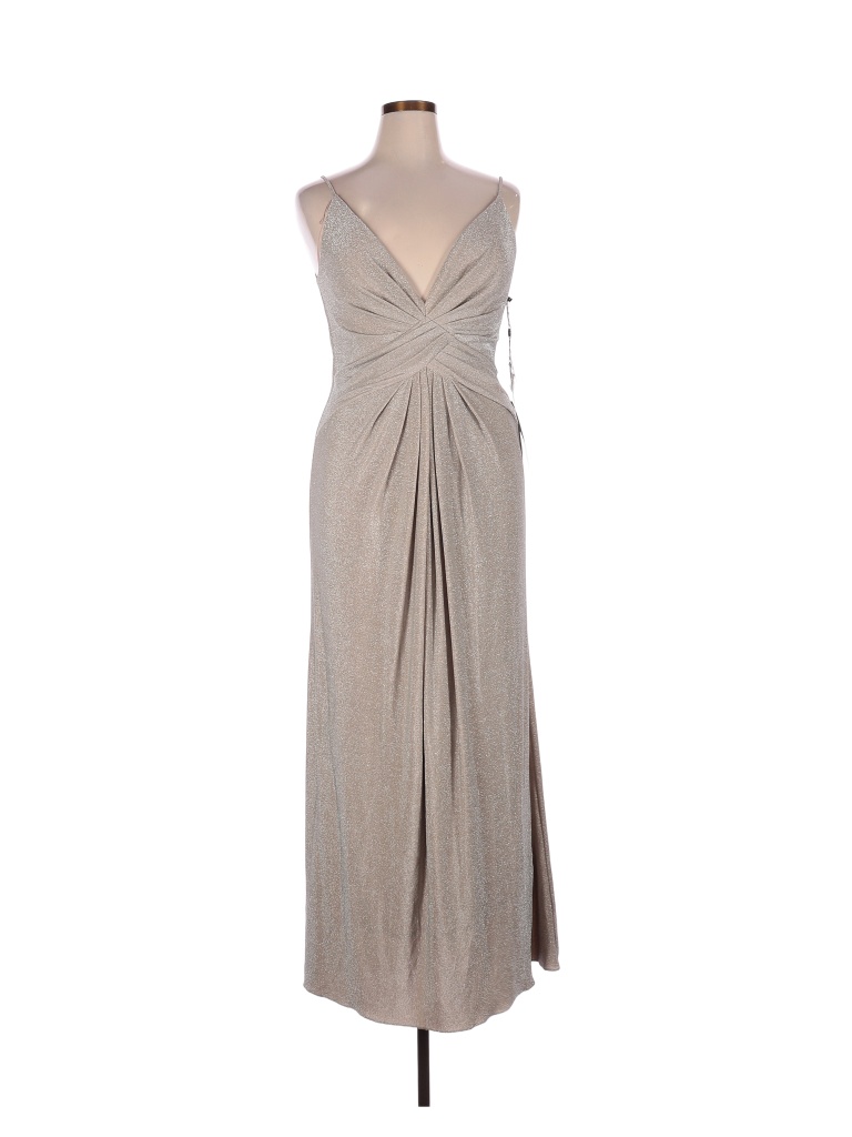 Adrianna Papell Solid Metallic Gray Cocktail Dress Size 14 - 71% off ...