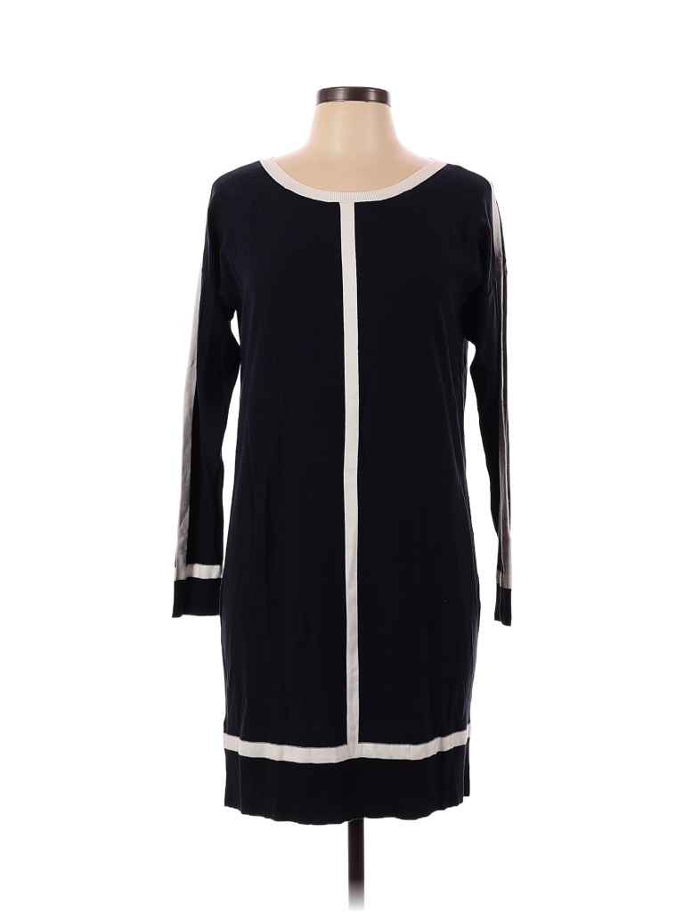 Ann Taylor LOFT Color Block Solid Black Blue Casual Dress Size M - 73% ...