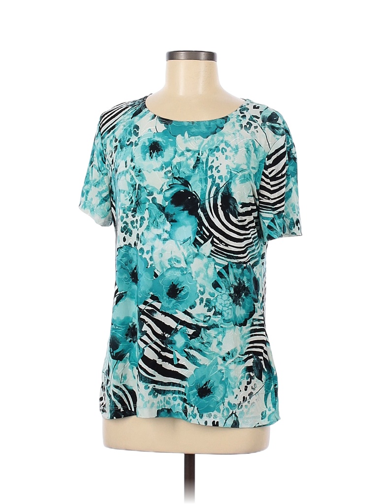 JM Collection Women's Embellished Cold Shoulder Top Blue Size Large