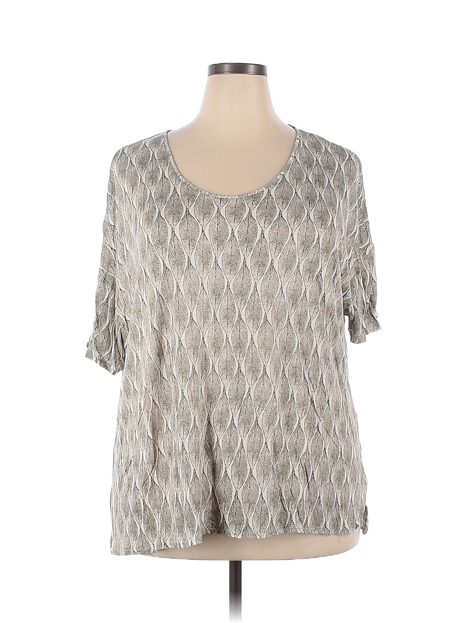 J.Jill Chevron-herringbone Chevron Green Short Sleeve Top Size 3X (Plus ...