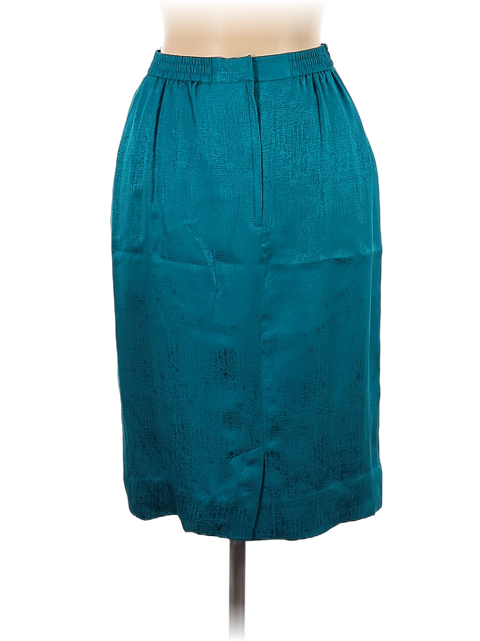 Adrianna Papell 100 Silk Solid Teal Blue Silk Skirt Size 10 74