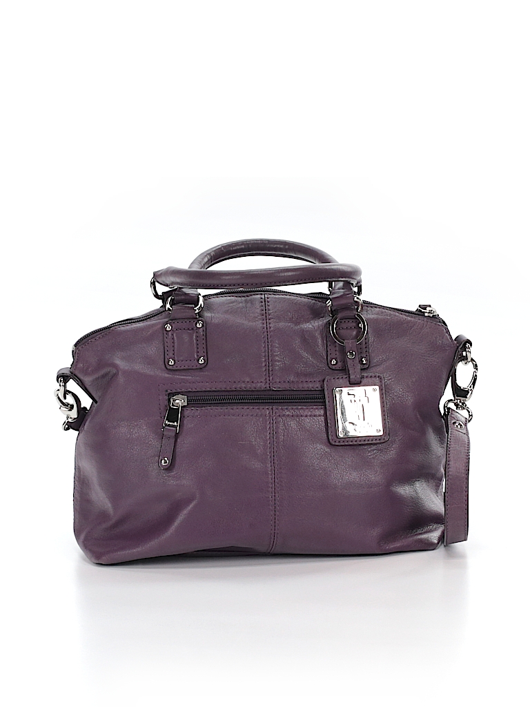 Tignanello 100% Leather Solid Purple Leather Satchel One Size - photo 1