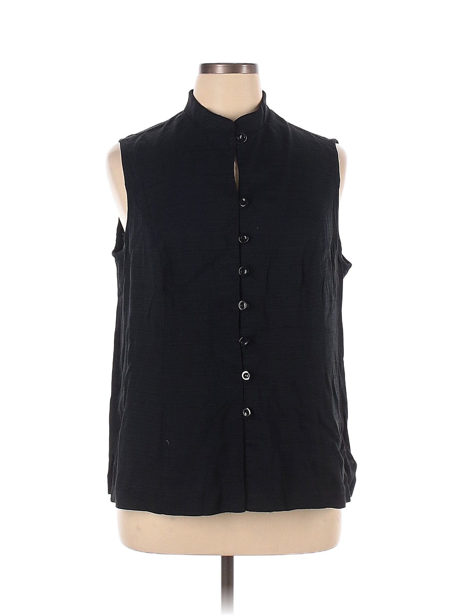 Fashion Bug Polka Dots Black Sleeveless ButtonDown Shirt Size 1X (Plus