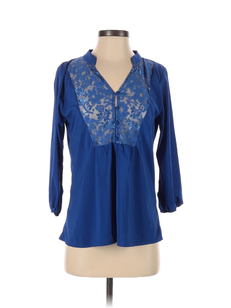 Emmelee 100% Polyester Blue 3/4 Sleeve Blouse Size S - photo 1