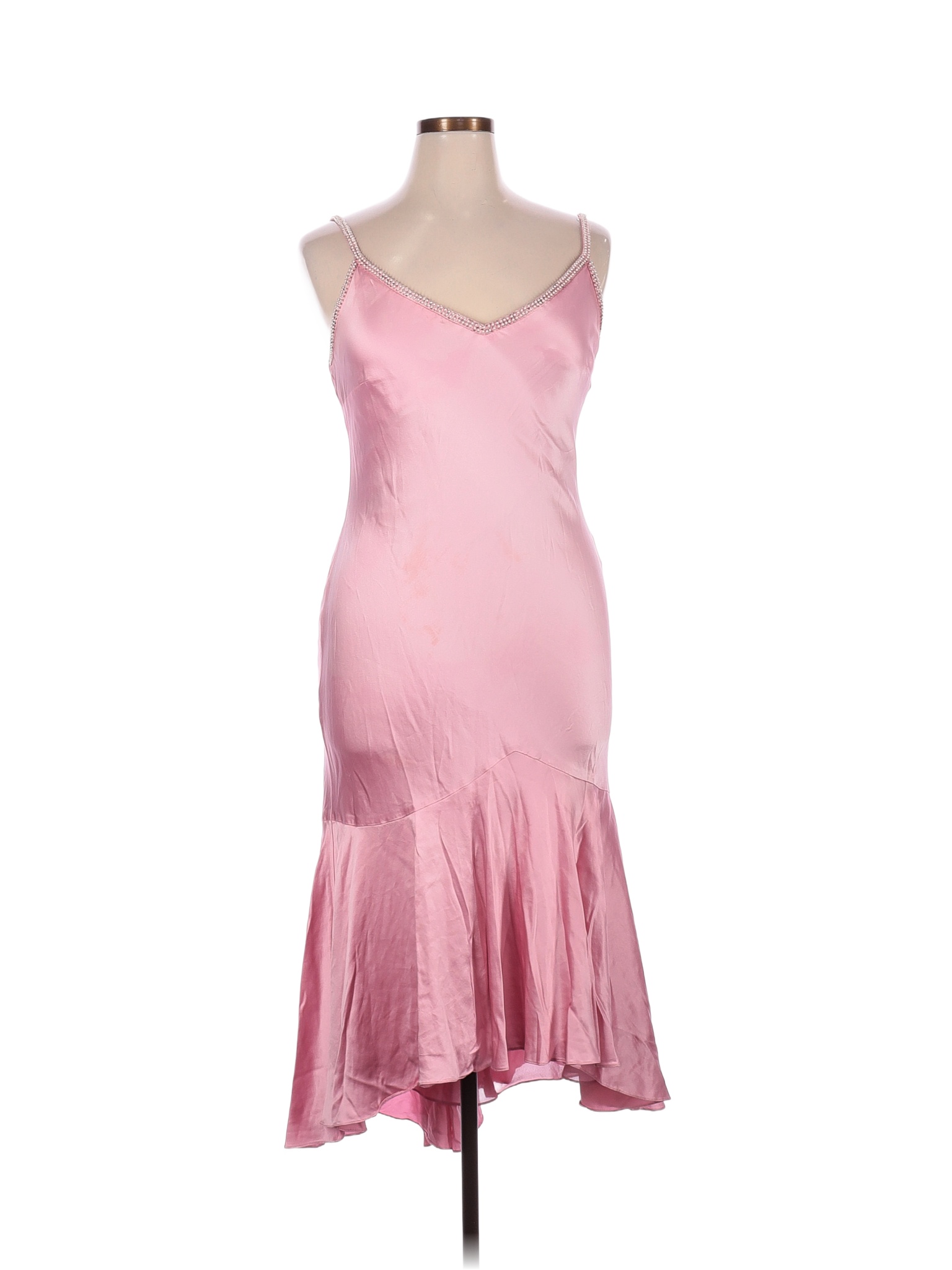 Lauren By Ralph Lauren 100% Silk Solid Colored Pink Cocktail Dress Size 