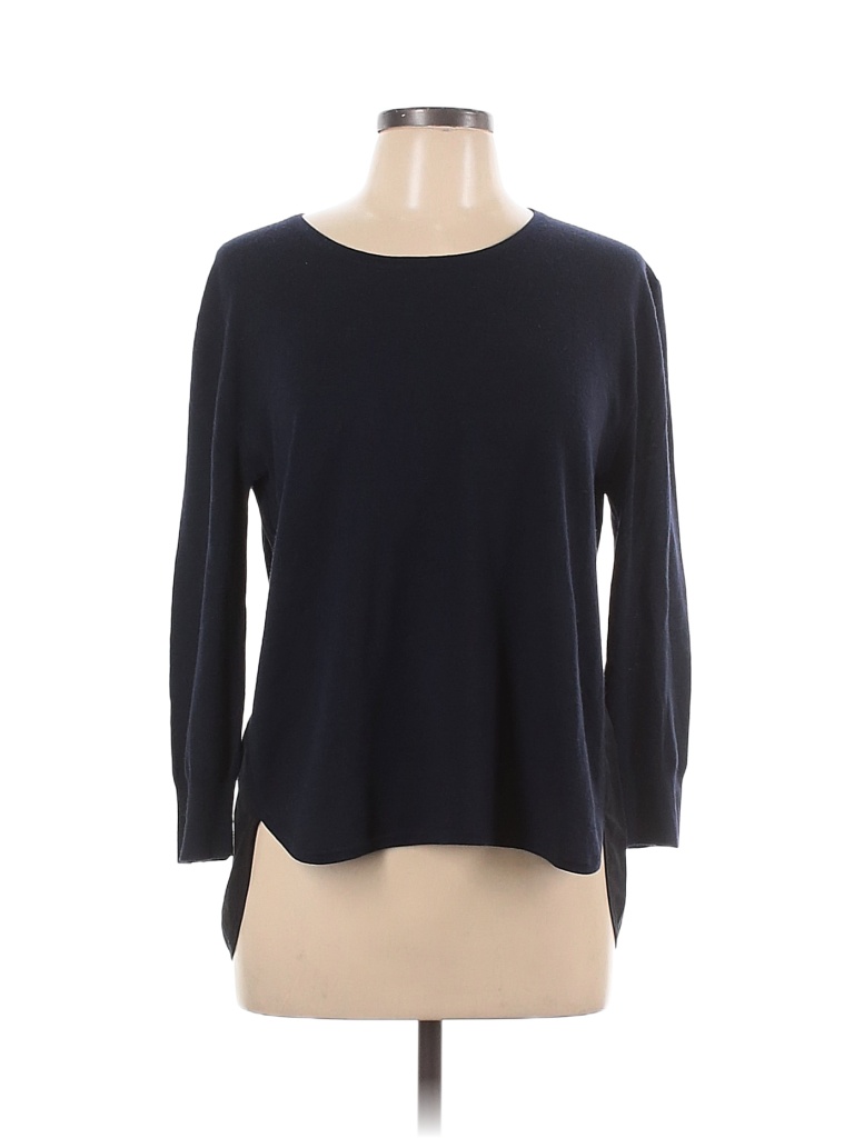 J Brand 100% Wool Color Block Navy Blue Wool Pullover Sweater Size L - photo 1