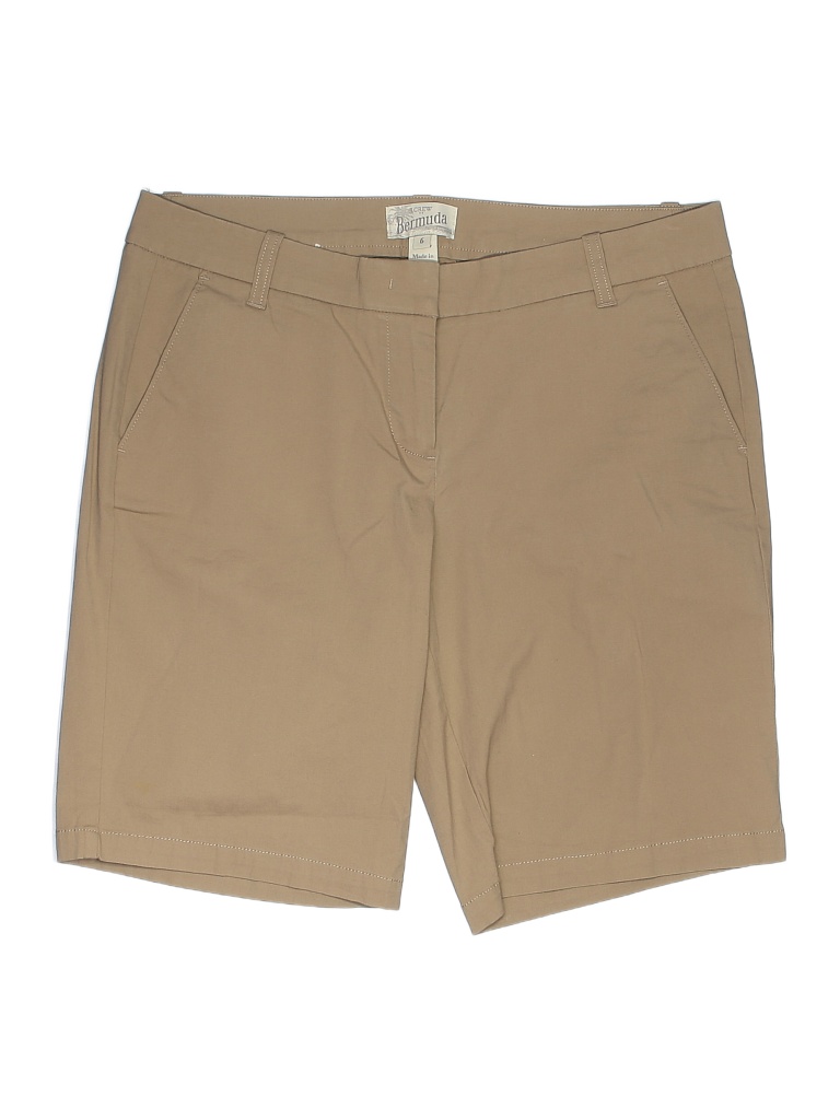 J.Crew Factory Store 100 Cotton Solid Colored Tan Khaki Shorts Size 6