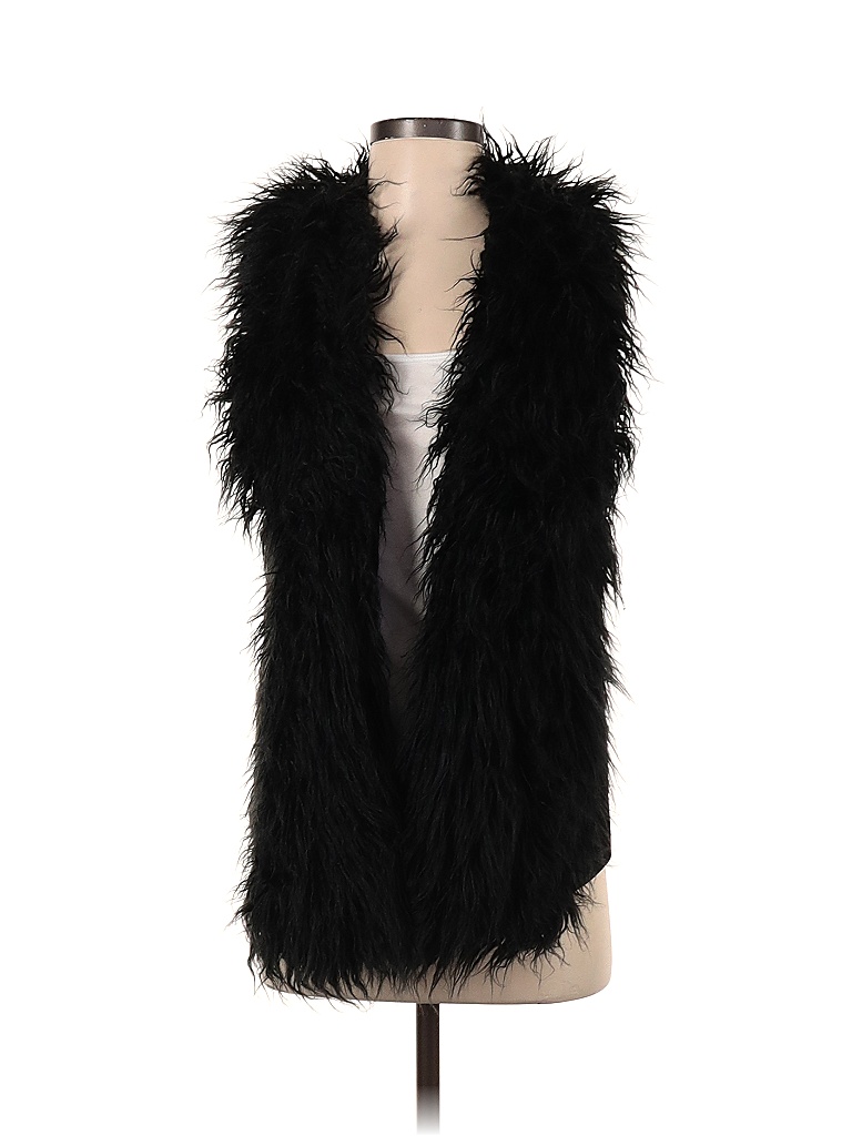 CAbi Solid Black Faux Fur Vest Size XS 85 off thredUP
