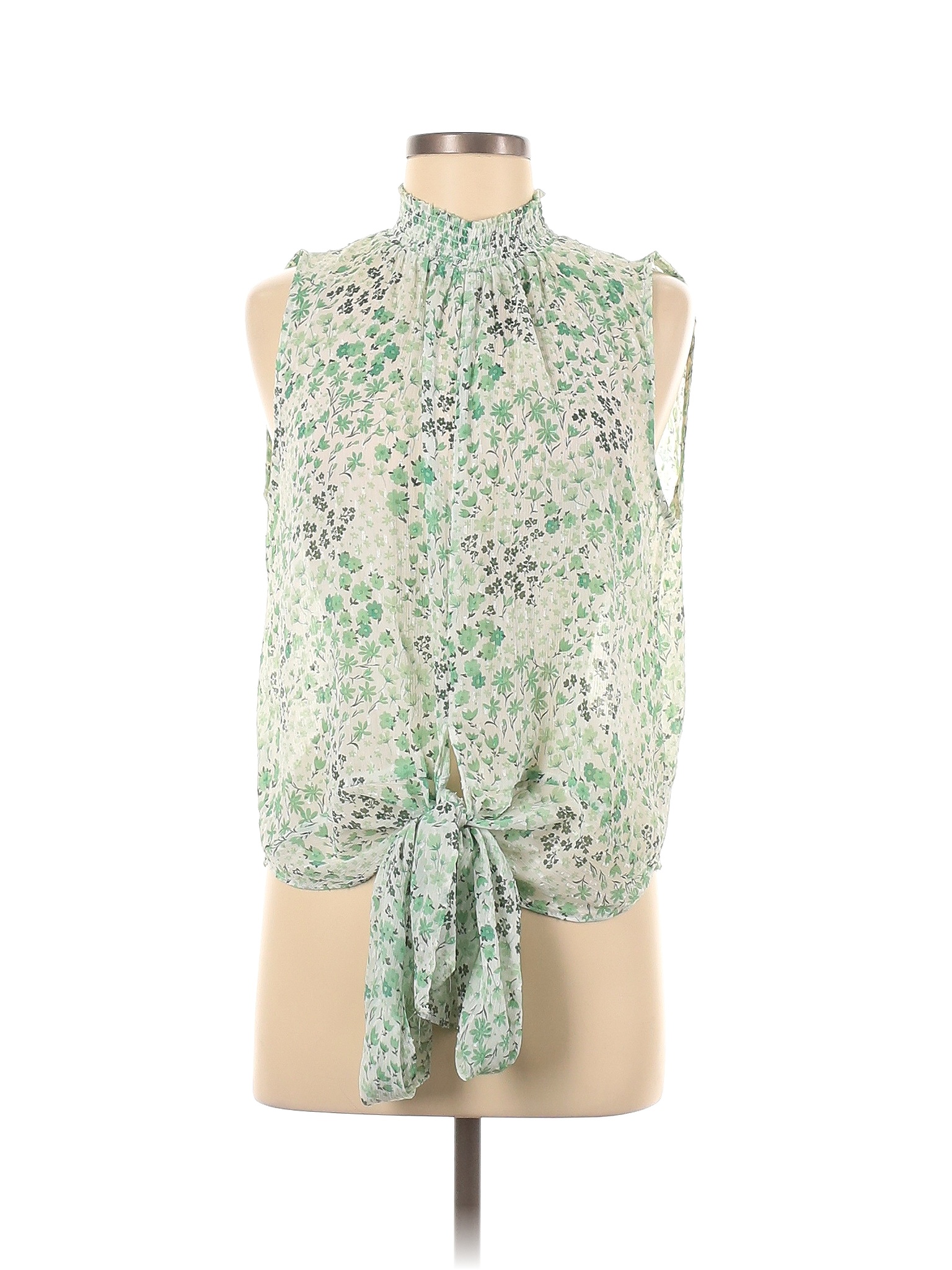 Rachel Zoe 100% Polyester Floral Green Sleeveless Blouse Size M - 80% ...