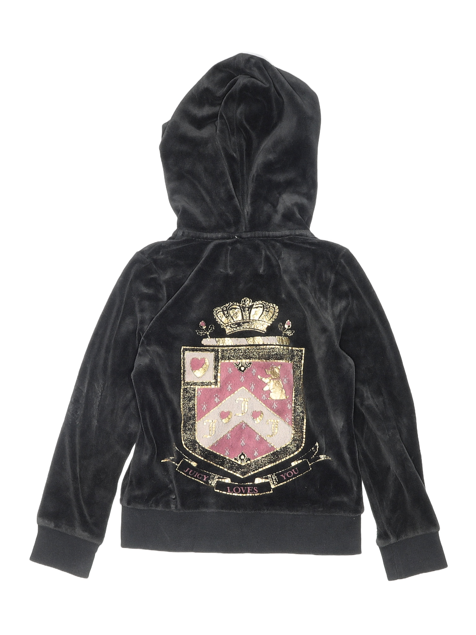 Juicy Couture Solid Black Gray Track Jacket Size S (Youth) - 83